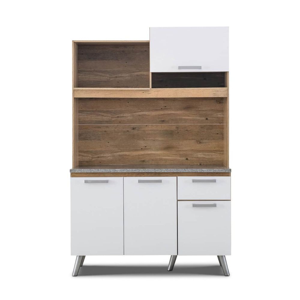 Oak and Snow White Kitchen Cabinet Set – Modern Kitchen Storage