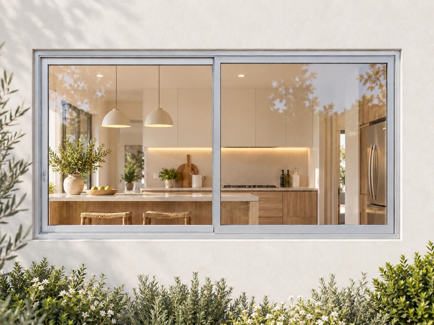 Kenzo Aluminium Sliding Window - Silver, 1800 900 mm, Two Sliding Panels