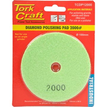 100Mm Diamond Wet Polishing Pad 2000 Grit Lime Green