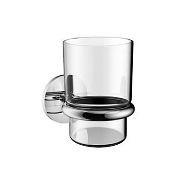 Kirk Aqua Tan Zinc Chrome Removable Glass Tumbler Holder