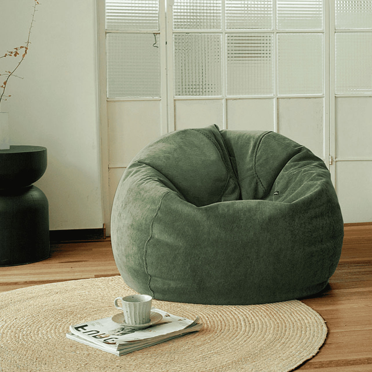 Figure It Out Furniture Cuddle Beanbag - Olive Green