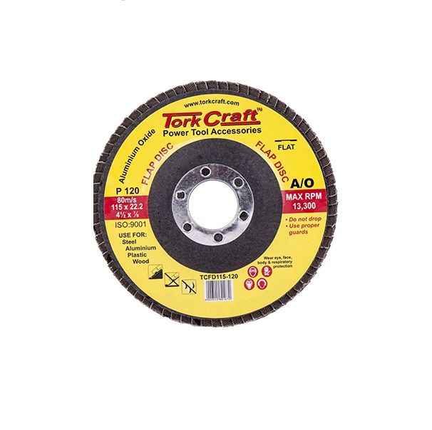 Tork Craft - Flap Sanding Disc 115mm 120 Grit A/O - 8 Pack
