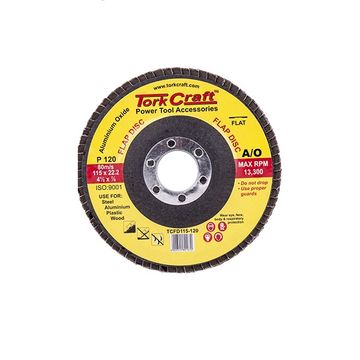 Tork Craft - Flap Sanding Disc 115mm 120 Grit A/O - 8 Pack