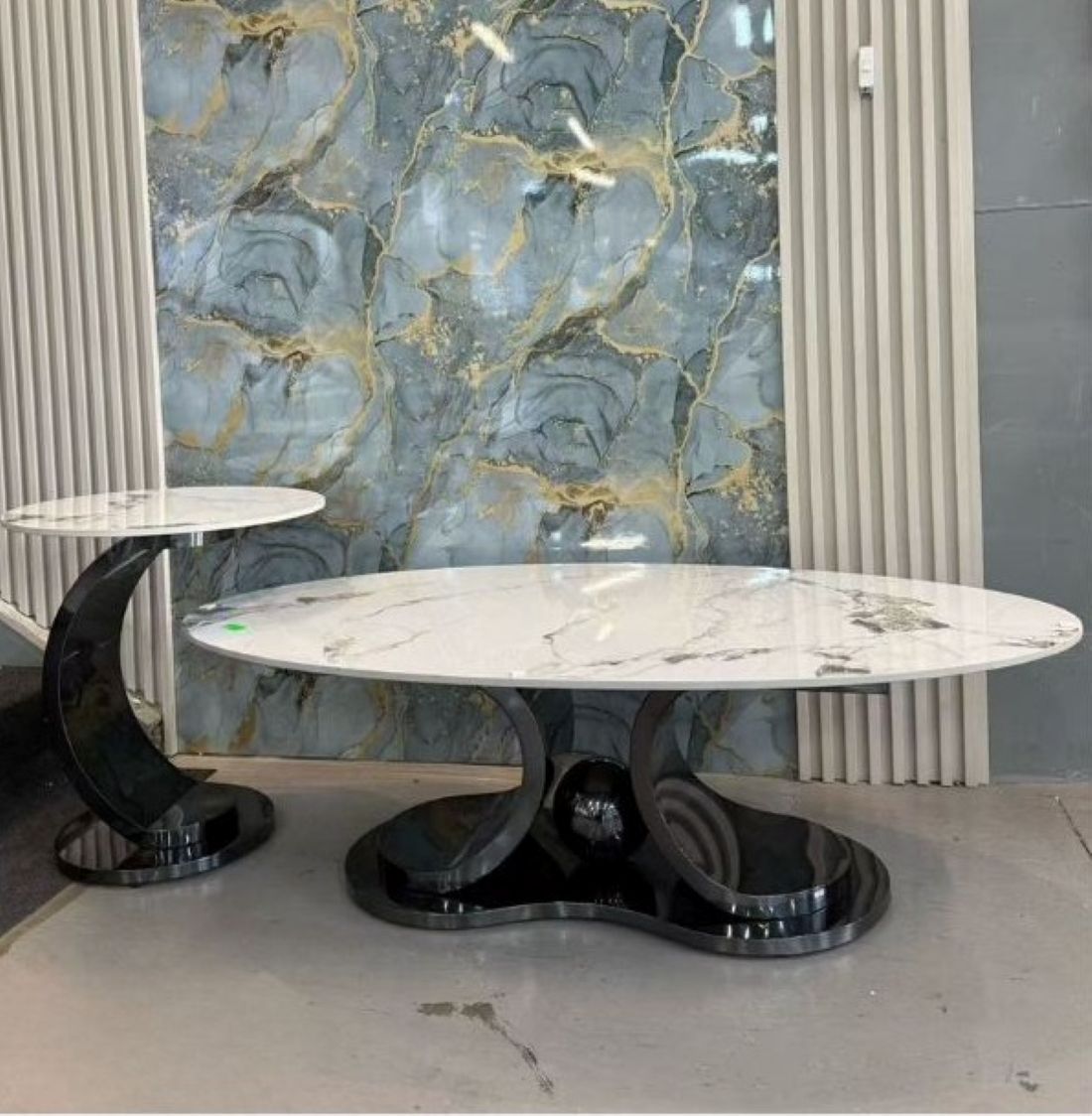 Obsidian Curve Marble Coffee Table Set
