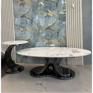 Obsidian Curve Marble Coffee Table Set