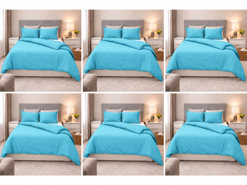 Everyday Collection Duvet Cover Set - Plain - 90GSM- (6Sets) Sky Blue - Double