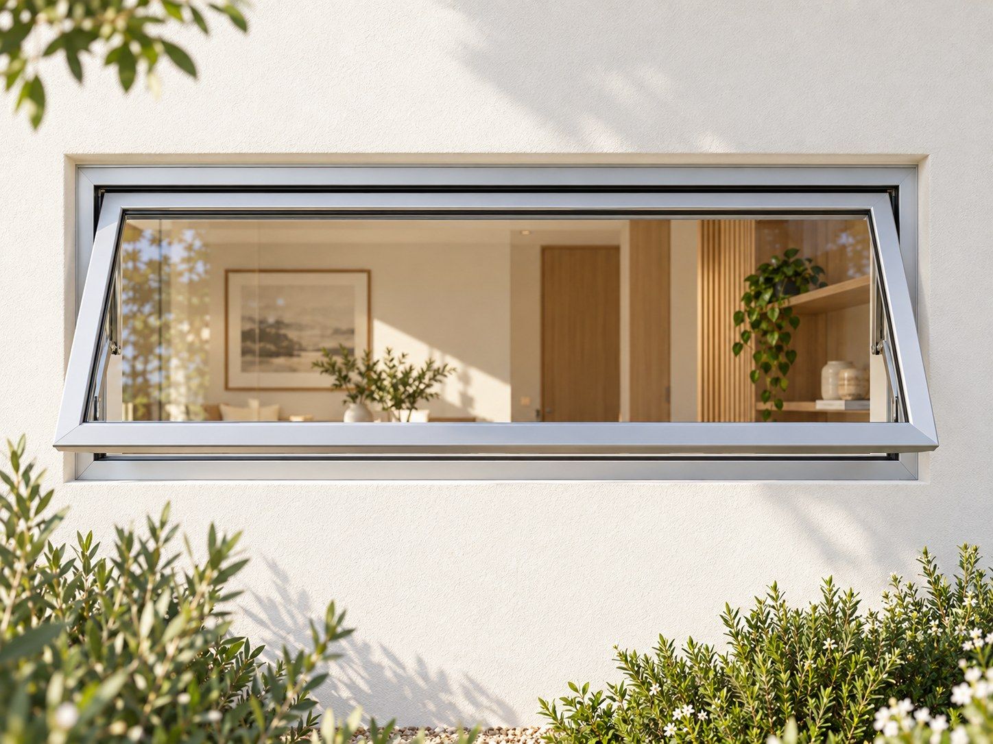 Kenzo Premium Top-Hung Aluminium Window - Silver, 900 400 mm, Single Opener, Clear Glass