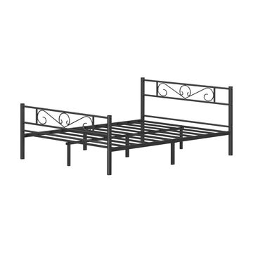 Queen Metal Bed Frame – 160x200 cm Sturdy Platform with Slats, Black