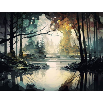 Canvas Wall Art - Canvas Wall art: Forest Abstract Painting  - B1253 - [120 x 80 cm]