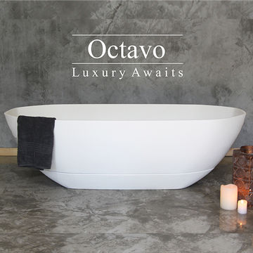Octavo Arctic (Matt) White Freestanding Bath + Basin Combo