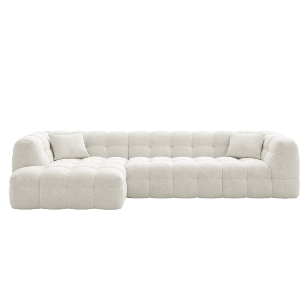 Modern L-Shaped Modular Sofa – Cream