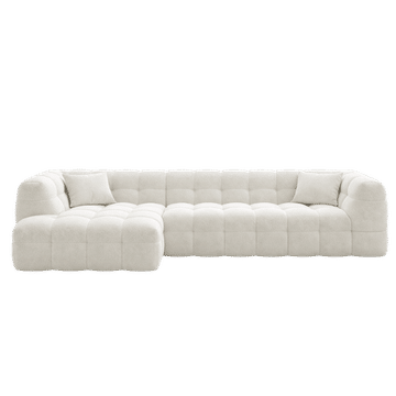 Modern L-Shaped Modular Sofa – Cream