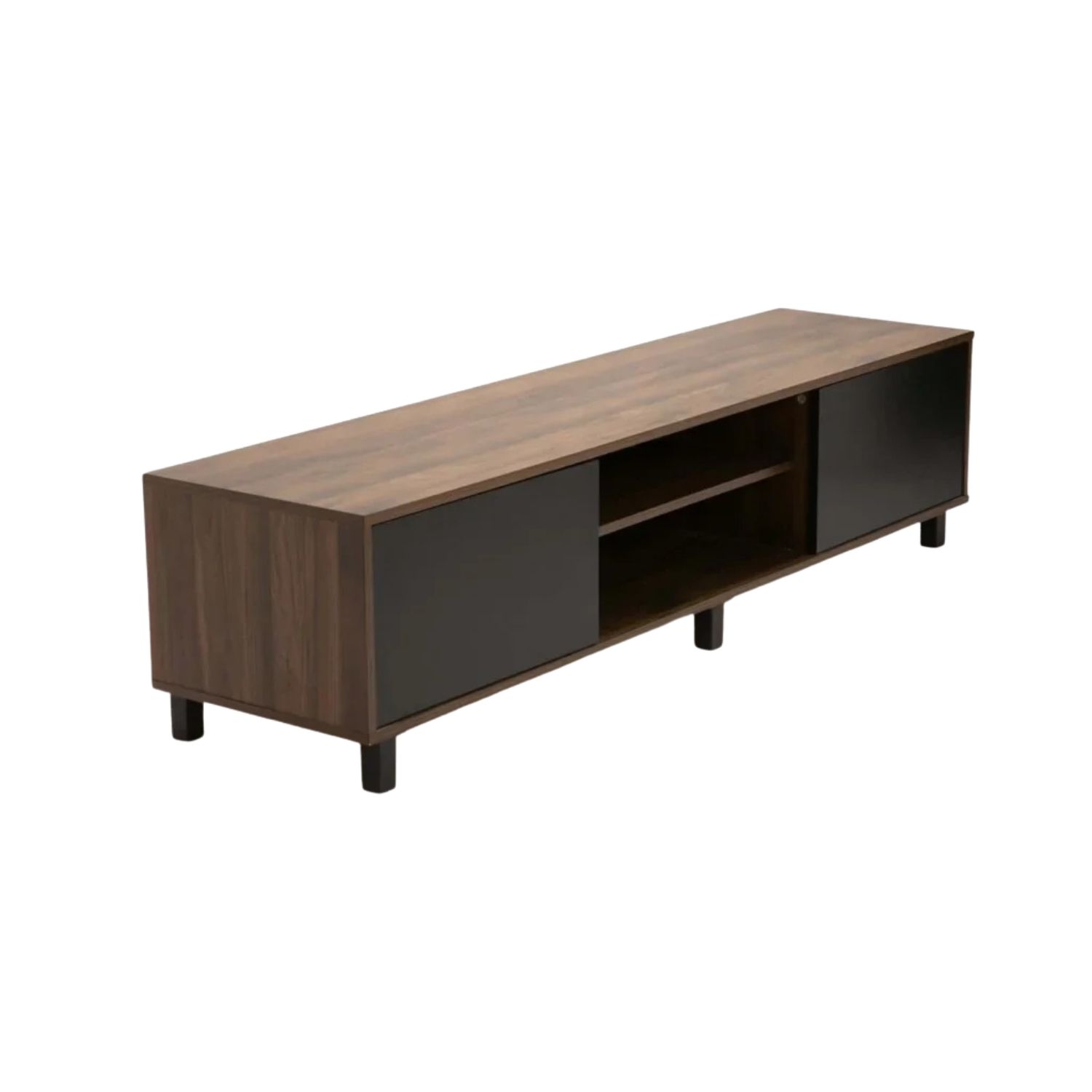 2-Door Wooden TV Unit With Practical Storage - Walnut