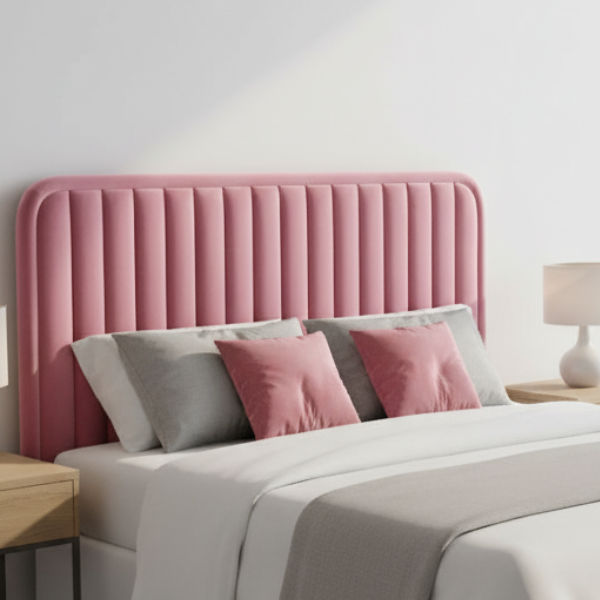 Bodina Channel Velvet Tufted Headboard Double-Clay Sand