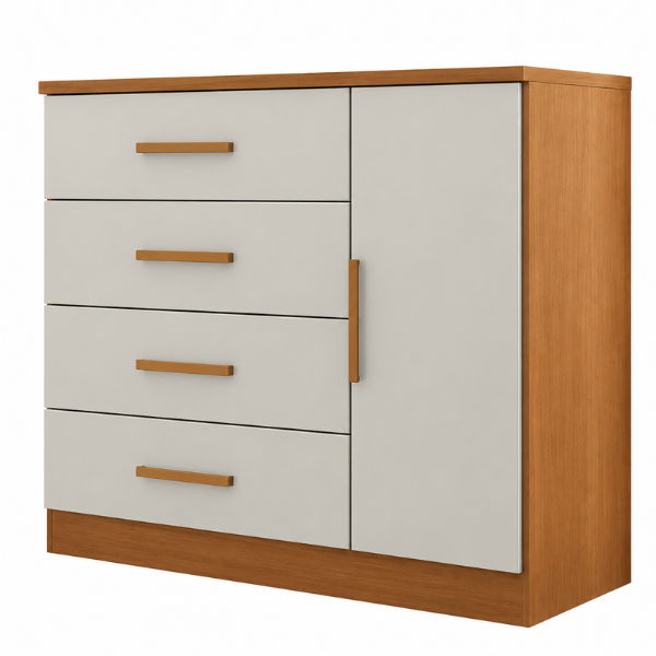 Genova Plus 1-Door 4-Drawer Chest of Drawers with Shoe Rack Cinn Sand