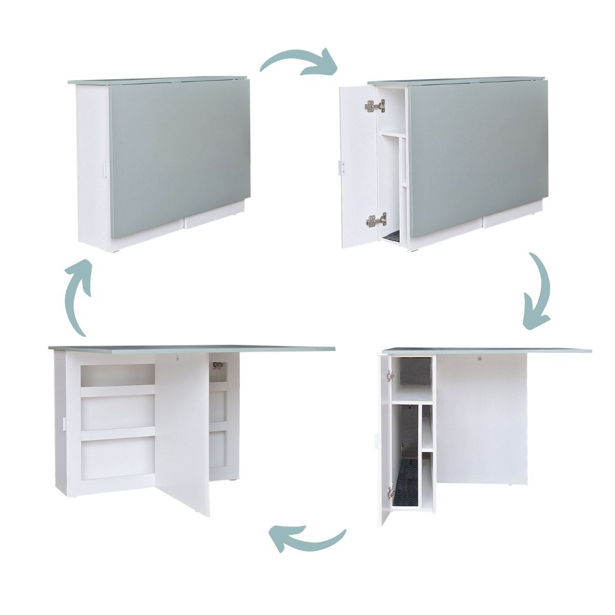 Folding Console Storage Table with Chair Compartment 2 Tone - Karoo Sage