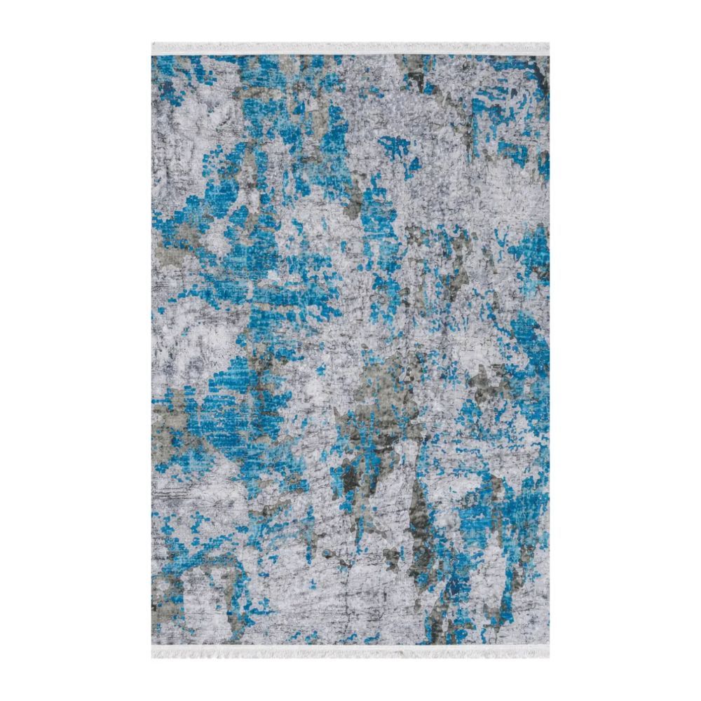 Blue Grey Printed Rug 160 220 cm – Modern Decorative Area Rug for Lounge, Bedroom & Office