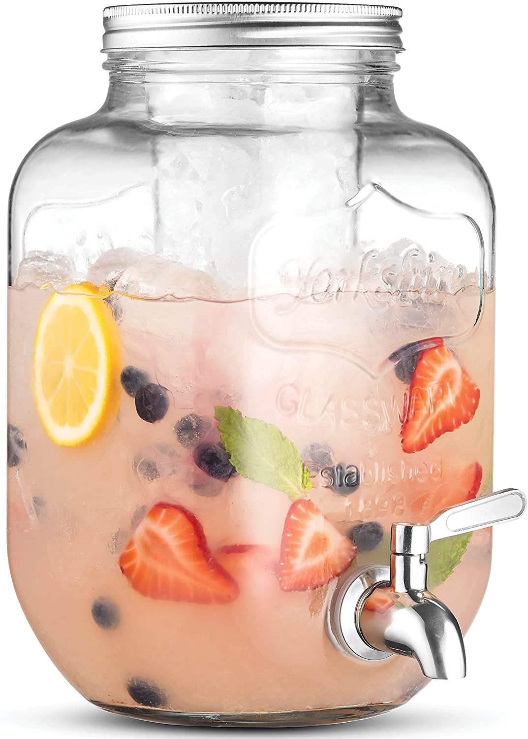 Glass Beverage Dispenser With Spout Tap , 5 litres, Transparent
