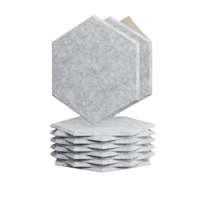 Echo-Less Hexagon Self-Adhesive Acoustic Panels Grey - 12 Pack