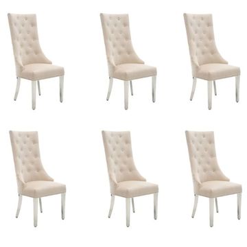 KC FURN Parsons Highback Dining Chairs Set of 6 (cream)