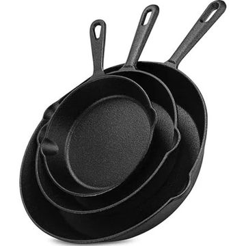 3 Piece Cast Iron Induction Frying Pan Set