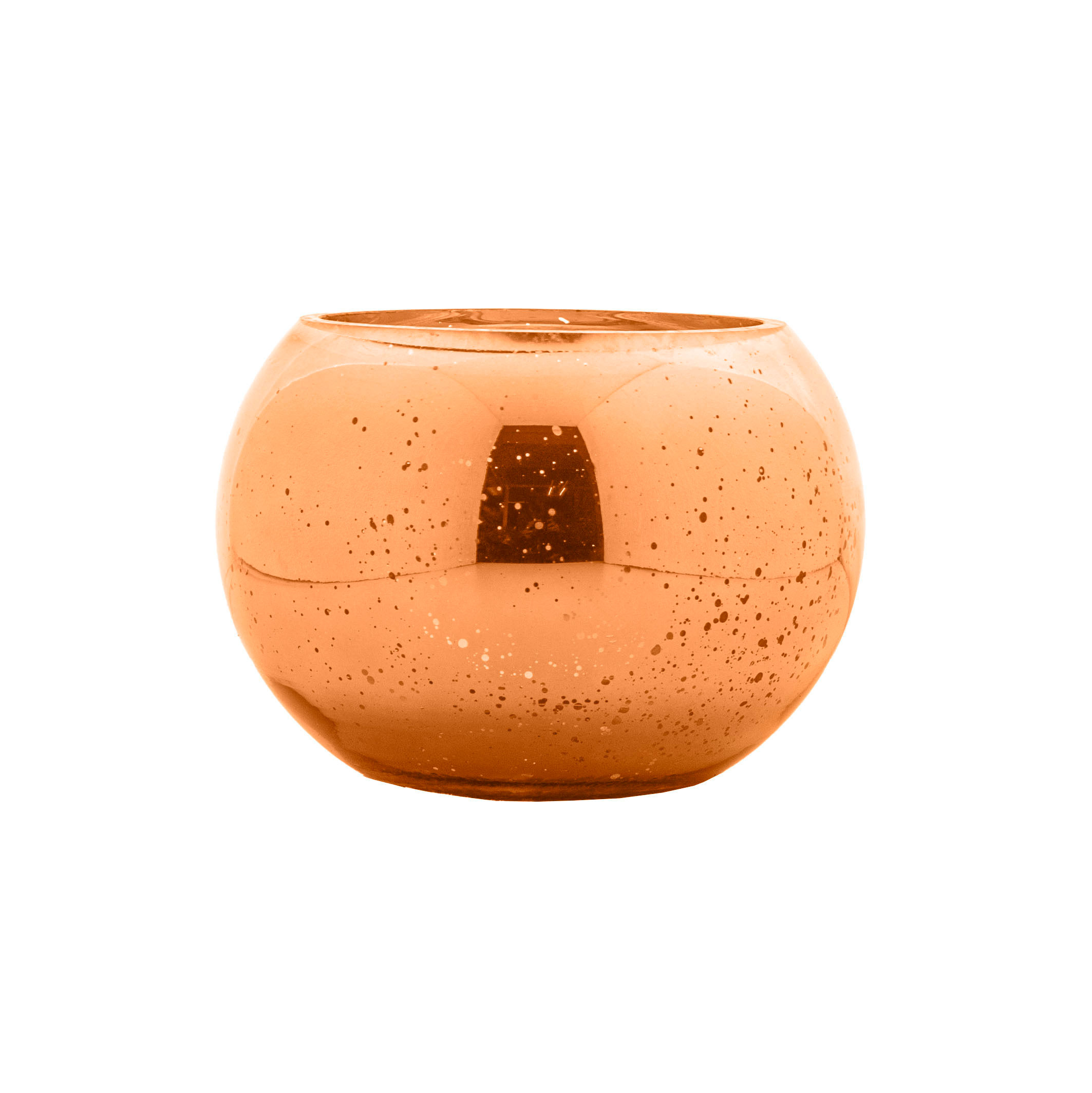 Round Glass Votive Rose Gold 15Cm
