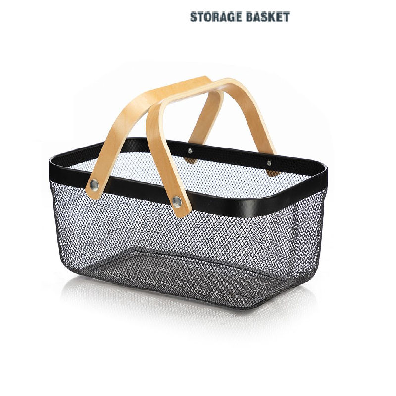 Wooden Handle Storage Basket Storage Organizer