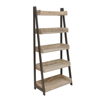 Everfurn Aegla 5-Tier Bookshelf, High Pressure Laminate, With Powder Coated Frame