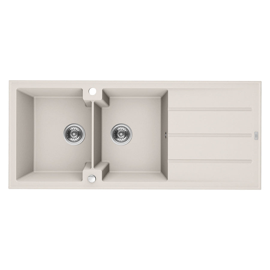 Laveo Canaria 1160 Granite Composite Kitchen Sink 2 Bowl with Drainer - Jasmine