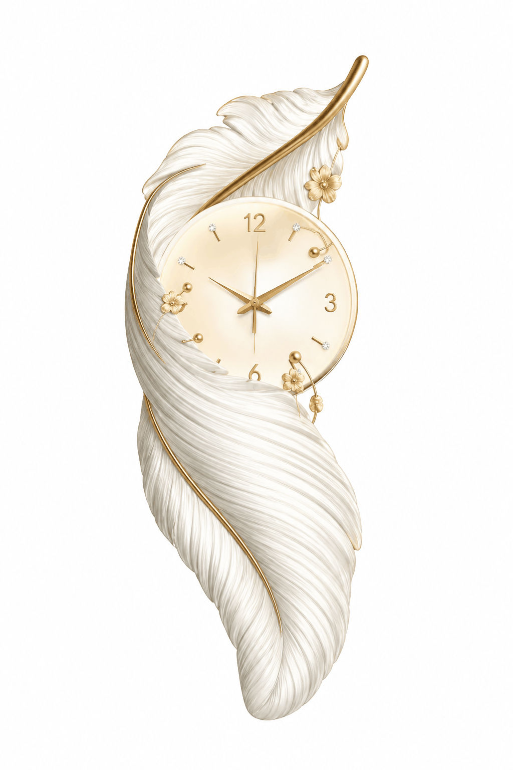 Luxury LED Backlit Feather Wall Clock Art