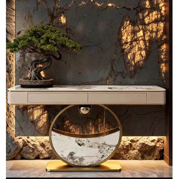 Marble & Gold Ring Console Table