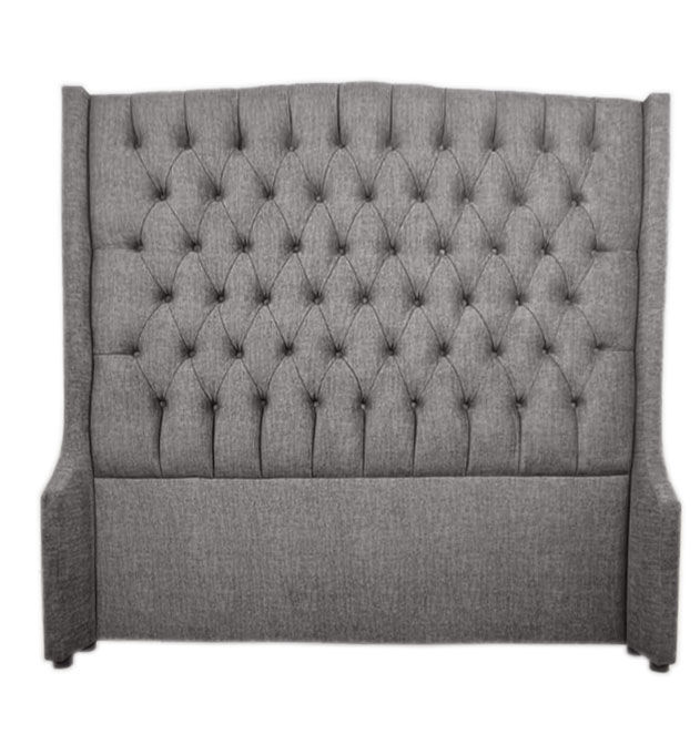 Reya Buttoned Wing Headboard Double Dark Grey