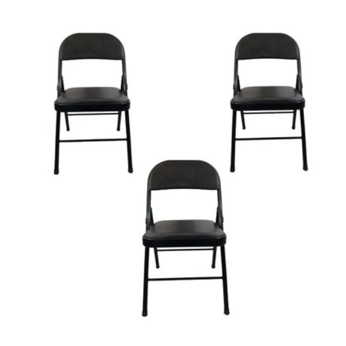 SMTE - Foldable Outdoor Chairs -3 Pack -Black
