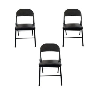 SMTE - Foldable Outdoor Chairs -3 Pack -Black