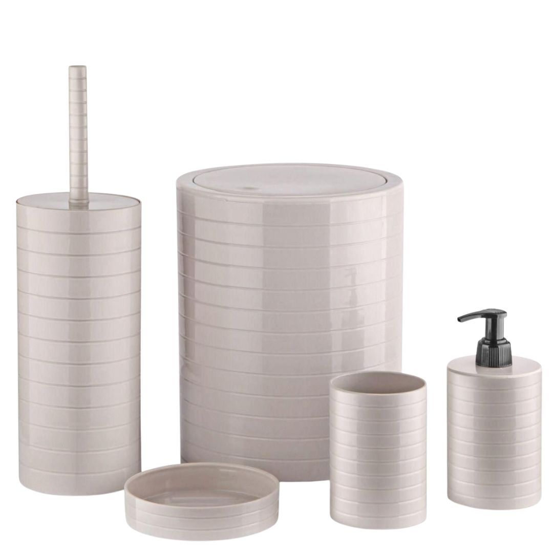 Muett PureSet Beige Bathroom Accessory Collection – 6-Piece Modern Plastic Set