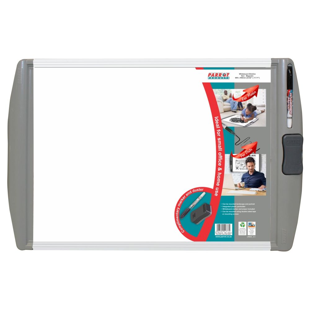 Parrot Products Slimline Non-Magnetic Whiteboard (600*450mm - Retail)