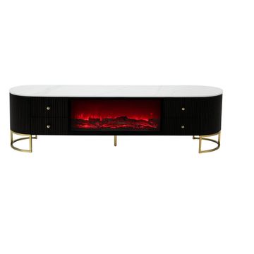 C-Shaped Gold Legged Electric Fireplace TV Stand