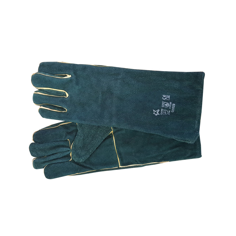 PIONEER SAFETY Heat Resistant Chrome Leather Gloves Green 8" Cuff