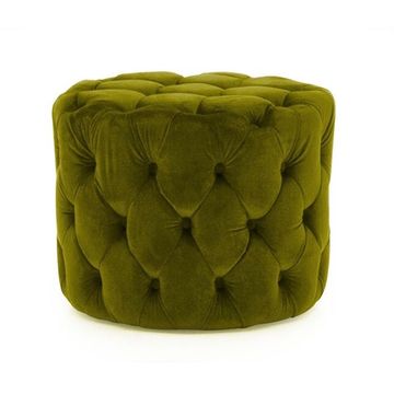 Paris Turquoise Tufted Round Ottoman
