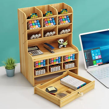 DIY Wooden Desktop Pen Holder and Drawer