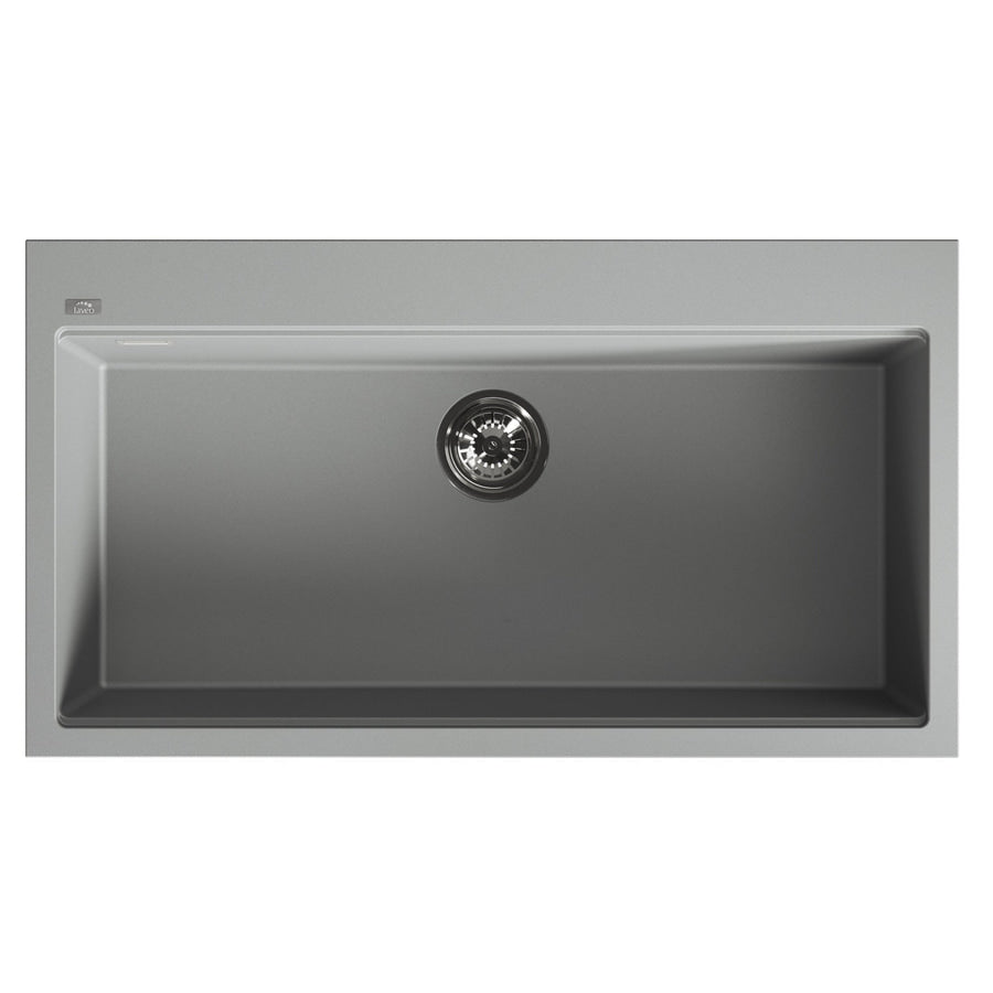 Laveo Tau 900 Granite Composite Kitchen Sink 1 Bowl - Grey (Volcano)
