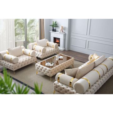 Briaton luxury Chesterfield 4pc sofa cream - Purple