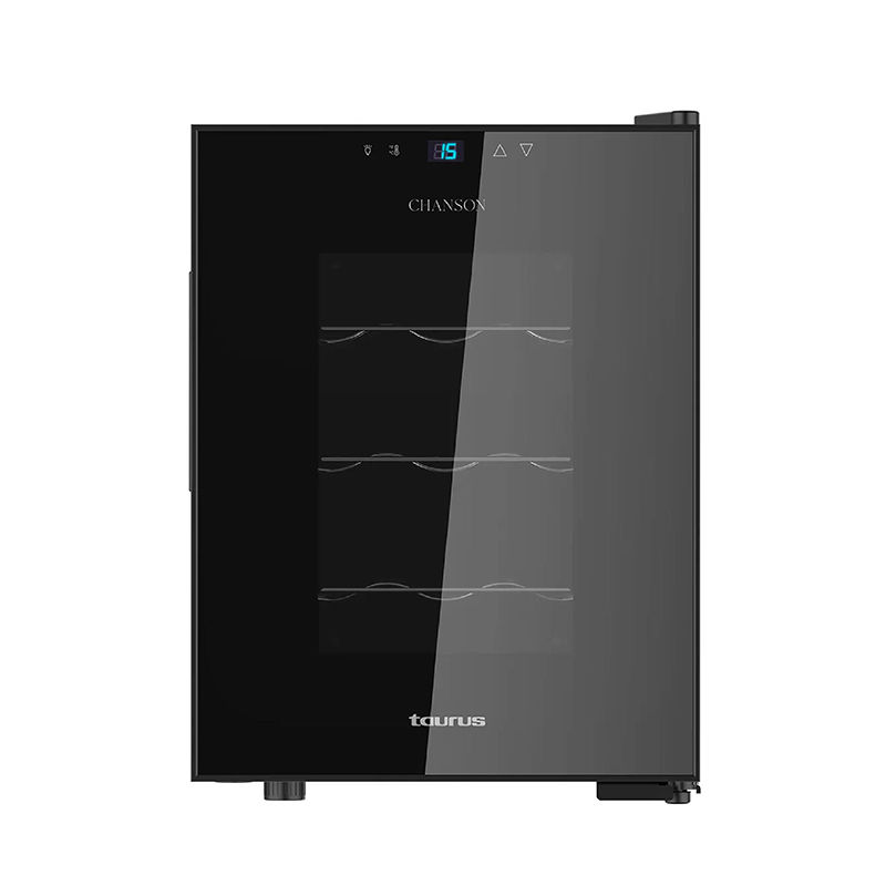 Taurus Wine Cooler 12 Bottles Glass Black 70W 