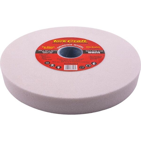 Grinding Wheel 200X25X32Mm Bore Fine 60Gr W/Bushes For B/G White