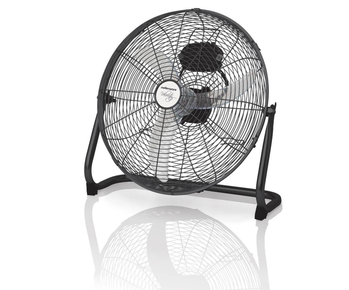 Mellerware Fan Floor Fan Steel Black 40cm 35W  16''
