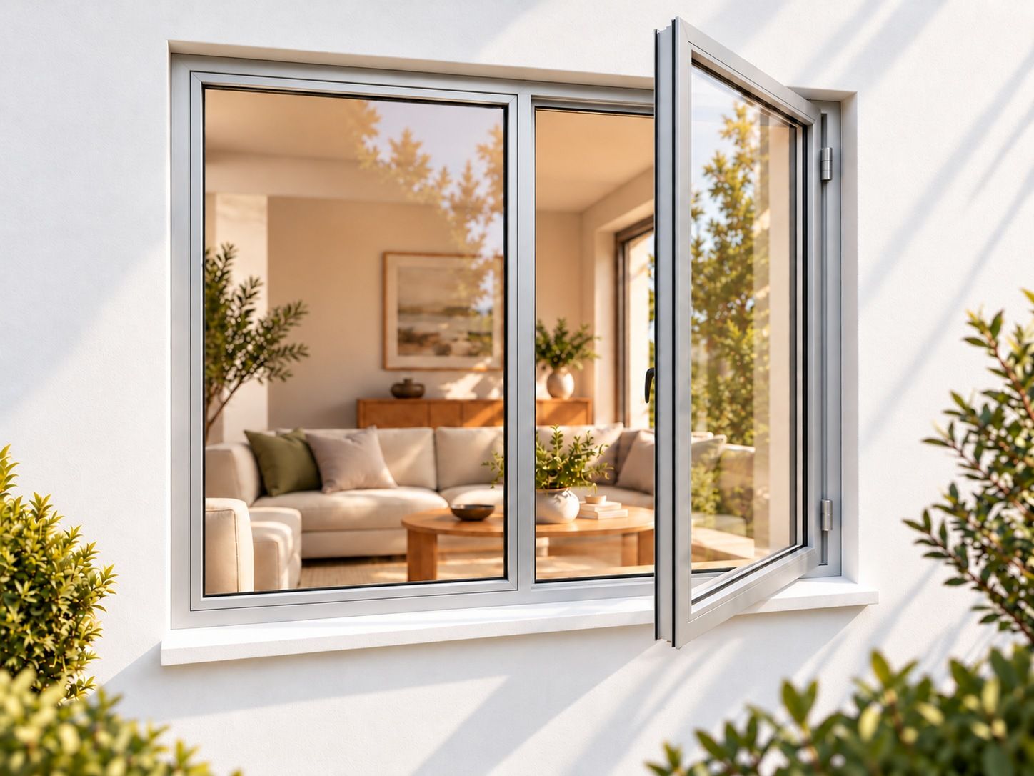 Kenzo Premium Side-Hung Aluminium Window - Silver, 1200 1200 mm, Right Side Opener