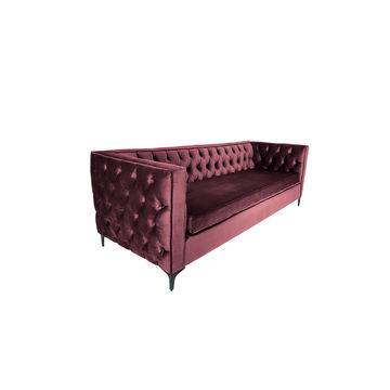 Oxford Three Seater Stripe Velvet - Pink