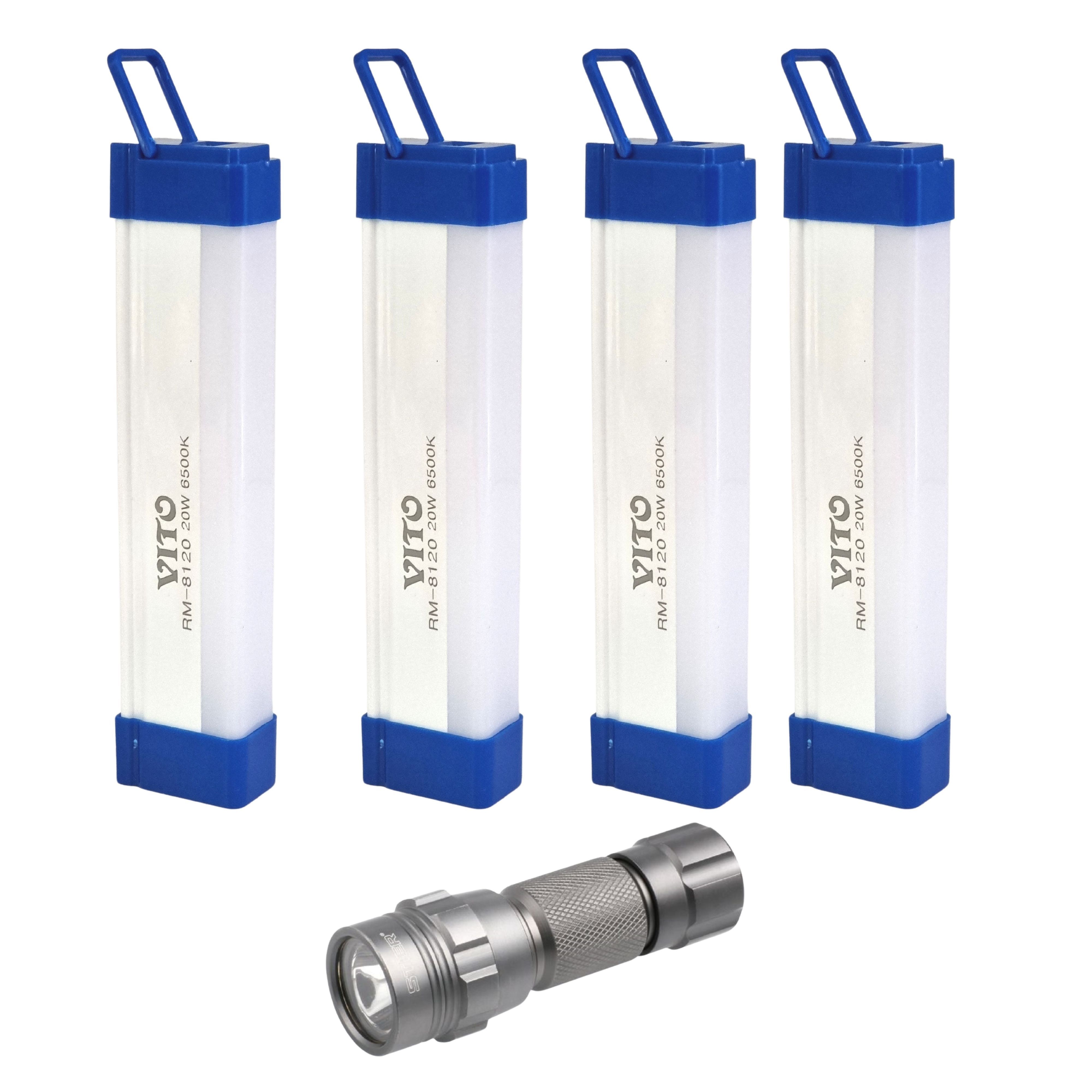 Vito Rechargeable Emergency Lamp with Stier Torch - 4 Pack