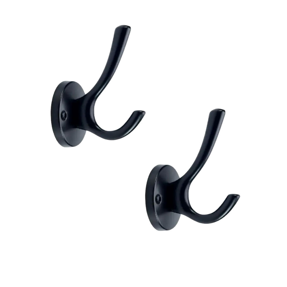 2 Pack Hat and Coat Hook, Black
