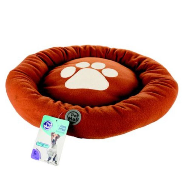 Fleece Round Pet Bed 59cm Diameter - Brown